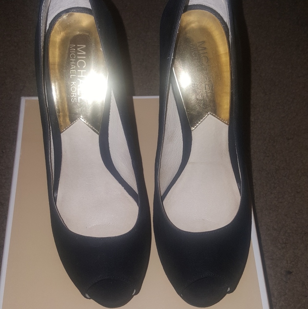 MK Black peep toe heels